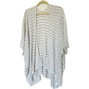 Eileen Fisher Light Gray Striped Open-Front Knit Poncho